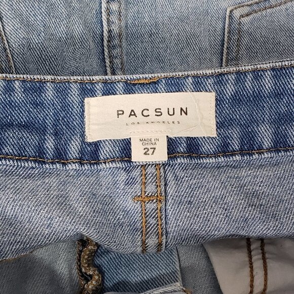 PacSun Two Tone Distressed Denim Mini Skirt Size 27" - Picture 2 of 3